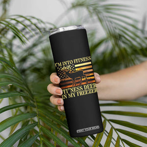 Hunting Skinny Tumbler I'm Into Fitness Fit'ness Deer In My Freezer American Flag TS10 Print Your Wear
