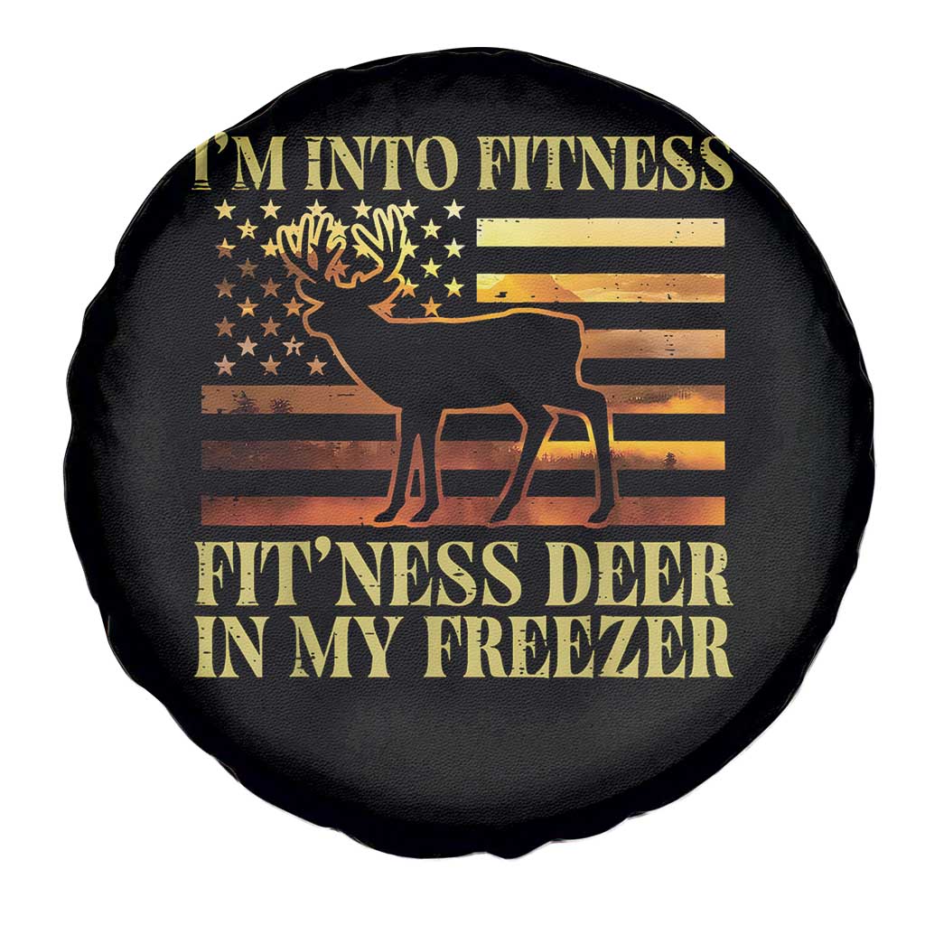 Hunting Spare Tire Cover I'm Into Fitness Fit'ness Deer In My Freezer American Flag TS10 Print Your Wear