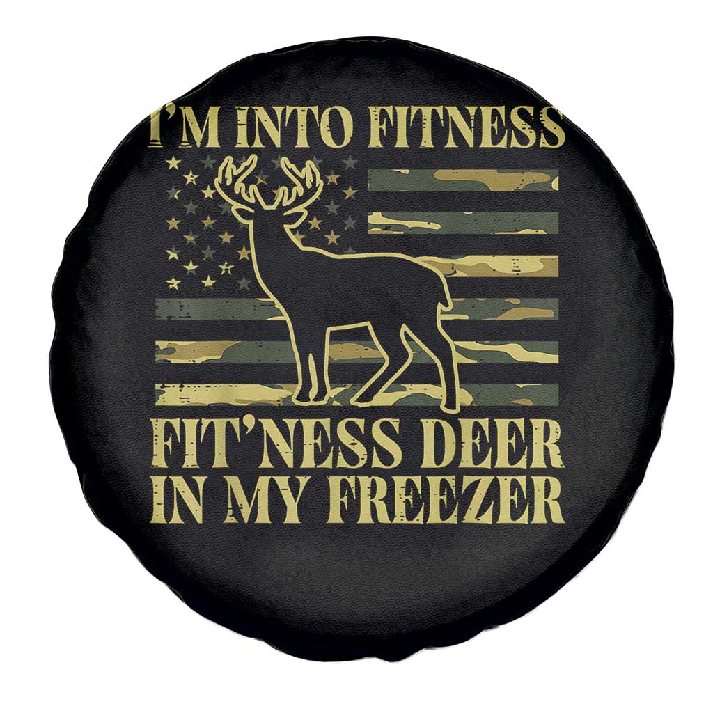 Hunting Spare Tire Cover I'm Into Fitness Fit'ness Deer In My Freezer Camo Flag TS10 Print Your Wear