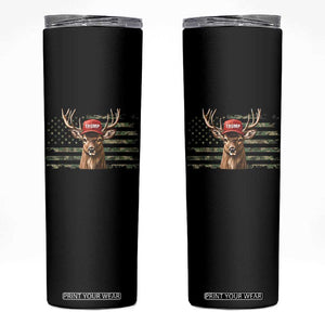 Hunting Trump Skinny Tumbler Antlers Deer Camouflage USA Flag Trump Support TS10 Black Print Your Wear