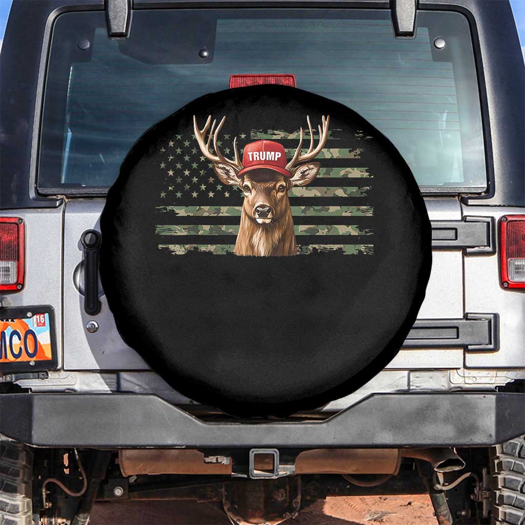 Hunting Trump Spare Tire Cover Antlers Deer Camouflage USA Flag Trump Support TS10 No hole Black Print Your Wear