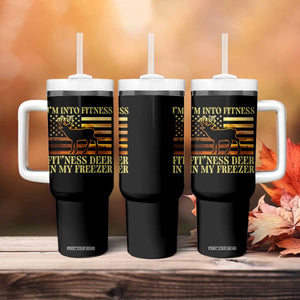 Hunting Tumbler With Handle I'm Into Fitness Fit'ness Deer In My Freezer American Flag TS10 Print Your Wear
