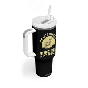 Hunting Tumbler With Handle I'm Into Fitness Fit'ness Deer In My Freezer Deer Hunter TS10 Print Your Wear