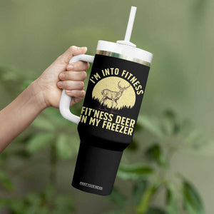 Hunting Tumbler With Handle I'm Into Fitness Fit'ness Deer In My Freezer Deer Hunter TS10 Print Your Wear