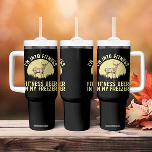Hunting Tumbler With Handle I'm Into Fitness Fit'ness Deer In My Freezer Deer Hunter TS10 Print Your Wear