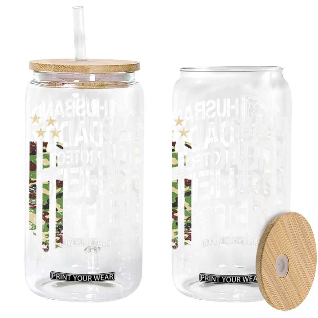 Husband Daddy Protector Hero Glass Can Dad Guns Fathers Day Camo American Flag TS10 Black Print Your Wear