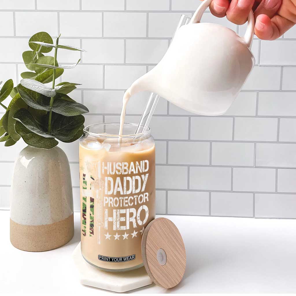 Husband Daddy Protector Hero Glass Can Dad Guns Fathers Day Camo American Flag TS10 Print Your Wear