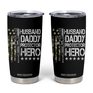 Husband Daddy Protector Hero Tumbler Cup Dad Guns Fathers Day Camo American Flag TS10 Black Print Your Wear