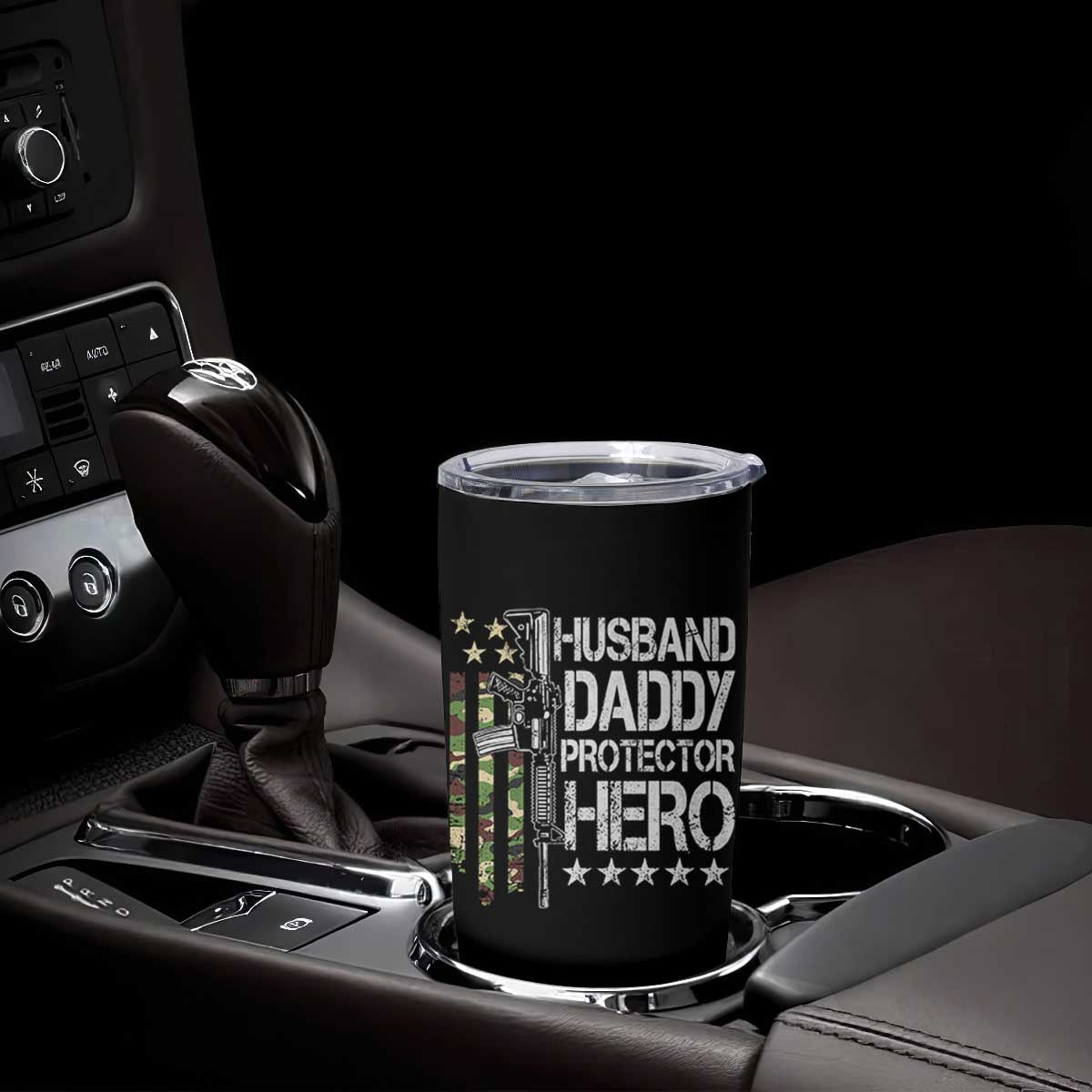 Husband Daddy Protector Hero Tumbler Cup Dad Guns Fathers Day Camo American Flag TS10 Print Your Wear