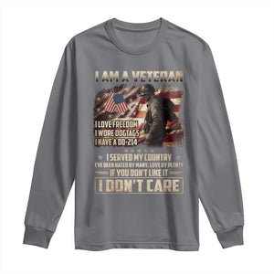 I Am A Veteran I Served My Country If You Don't Like It I Don't Care Long Sleeve Shirt TS11 Charcoal Print Your Wear