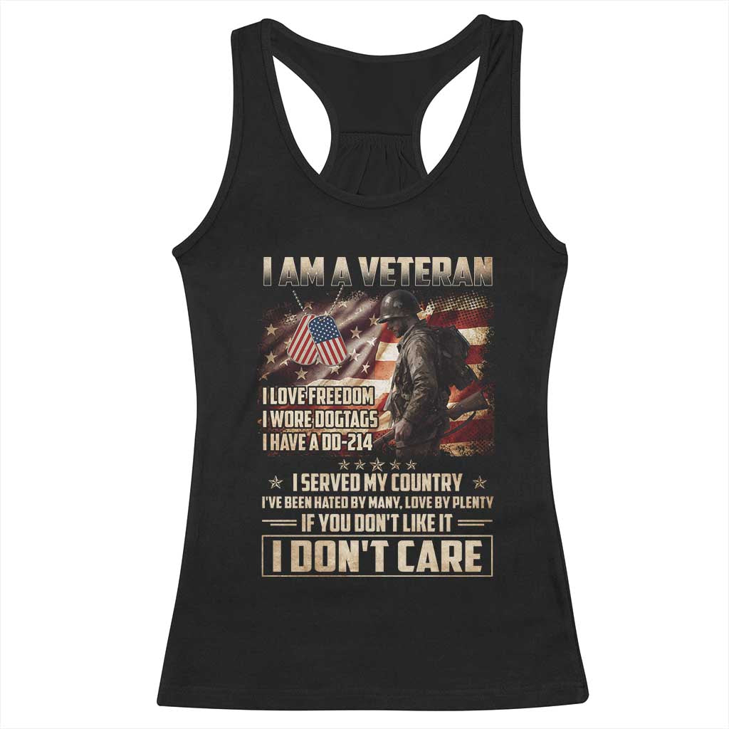 I Am A Veteran I Served My Country If You Don't Like It I Don't Care Racerback Tank Top TS11 Black Print Your Wear