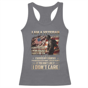 I Am A Veteran I Served My Country If You Don't Like It I Don't Care Racerback Tank Top TS11 Charcoal Print Your Wear