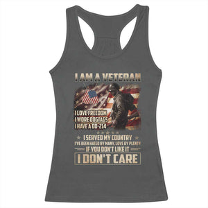 I Am A Veteran I Served My Country If You Don't Like It I Don't Care Racerback Tank Top TS11 Dark Heather Print Your Wear
