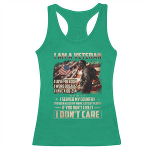 I Am A Veteran I Served My Country If You Don't Like It I Don't Care Racerback Tank Top TS11 Irish Green Print Your Wear