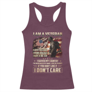 I Am A Veteran I Served My Country If You Don't Like It I Don't Care Racerback Tank Top TS11 Maroon Print Your Wear