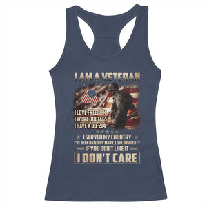 I Am A Veteran I Served My Country If You Don't Like It I Don't Care Racerback Tank Top TS11 Navy Print Your Wear