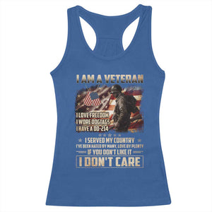 I Am A Veteran I Served My Country If You Don't Like It I Don't Care Racerback Tank Top TS11 Royal Blue Print Your Wear