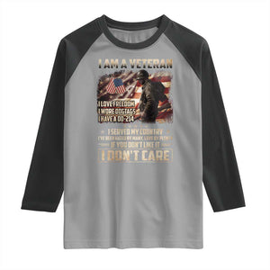 I Am A Veteran I Served My Country If You Don't Like It I Don't Care Raglan Shirt TS11 Sport Gray Black Print Your Wear