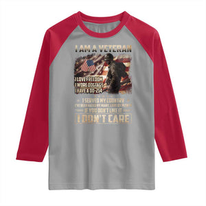 I Am A Veteran I Served My Country If You Don't Like It I Don't Care Raglan Shirt TS11 Sport Gray Red Print Your Wear