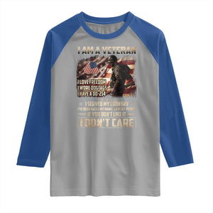 I Am A Veteran I Served My Country If You Don't Like It I Don't Care Raglan Shirt TS11 Sport Gray Royal Print Your Wear