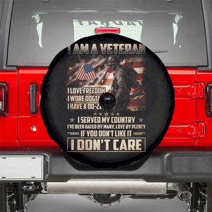 I Am A Veteran I Served My Country If You Don't Like It I Don't Care Spare Tire Cover TS11 Black Print Your Wear