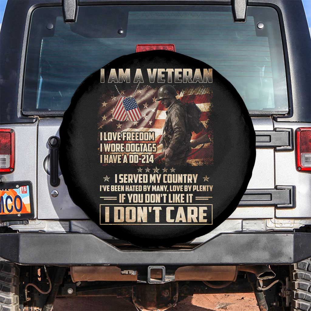 I Am A Veteran I Served My Country If You Don't Like It I Don't Care Spare Tire Cover TS11 No hole Black Print Your Wear