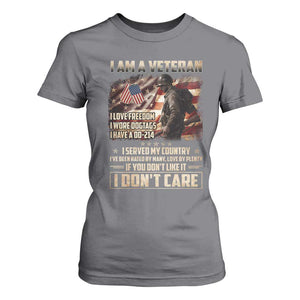I Am A Veteran I Served My Country If You Don't Like It I Don't Care T Shirt For Women TS11 Charcoal Print Your Wear