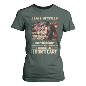I Am A Veteran I Served My Country If You Don't Like It I Don't Care T Shirt For Women TS11 Dark Forest Green Print Your Wear