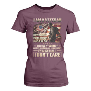 I Am A Veteran I Served My Country If You Don't Like It I Don't Care T Shirt For Women TS11 Maroon Print Your Wear