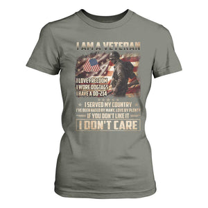 I Am A Veteran I Served My Country If You Don't Like It I Don't Care T Shirt For Women TS11 Military Green Print Your Wear