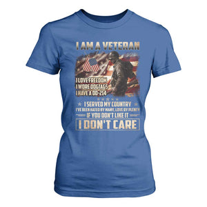 I Am A Veteran I Served My Country If You Don't Like It I Don't Care T Shirt For Women TS11 Royal Blue Print Your Wear