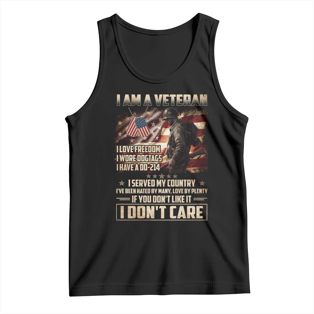 I Am A Veteran I Served My Country If You Don't Like It I Don't Care Tank Top TS11 Black Print Your Wear