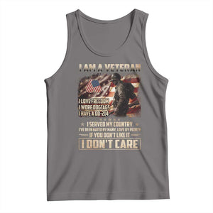 I Am A Veteran I Served My Country If You Don't Like It I Don't Care Tank Top TS11 Deep Heather Print Your Wear