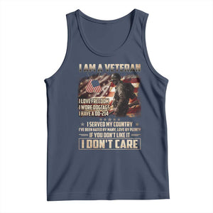 I Am A Veteran I Served My Country If You Don't Like It I Don't Care Tank Top TS11 Navy Print Your Wear