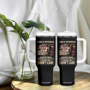I Am A Veteran I Served My Country If You Don't Like It I Don't Care Tumbler With Handle TS11 Print Your Wear