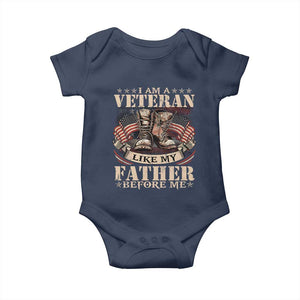 I Am A Veteran Like My Father Before Me Baby Onesie Vintage American Flag TS11 Navy Print Your Wear