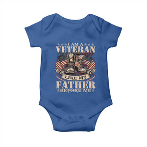 I Am A Veteran Like My Father Before Me Baby Onesie Vintage American Flag TS11 Royal Blue Print Your Wear