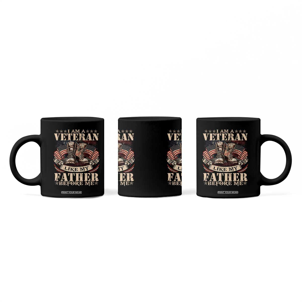 I Am A Veteran Like My Father Before Me Coffee Mug Vintage American Flag TS11 Print Your Wear