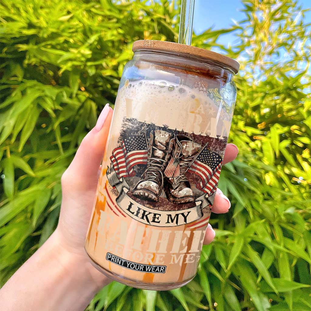 I Am A Veteran Like My Father Before Me Glass Can Vintage American Flag TS11 Print Your Wear