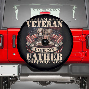 I Am A Veteran Like My Father Before Me Spare Tire Cover Vintage American Flag TS11 Black Print Your Wear