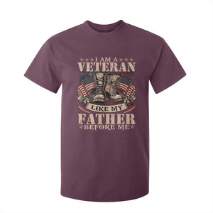 I Am A Veteran Like My Father Before Me T Shirt For Kid Vintage American Flag TS11 Maroon Print Your Wear