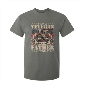 I Am A Veteran Like My Father Before Me T Shirt For Kid Vintage American Flag TS11 Military Green Print Your Wear
