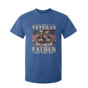 I Am A Veteran Like My Father Before Me T Shirt For Kid Vintage American Flag TS11 Royal Blue Print Your Wear