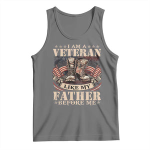 I Am A Veteran Like My Father Before Me Tank Top Vintage American Flag TS11 Black Heather Print Your Wear