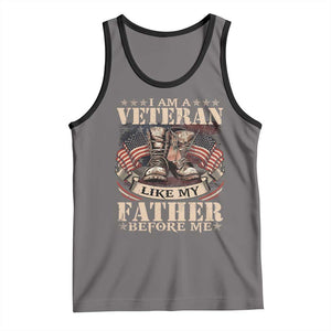 I Am A Veteran Like My Father Before Me Tank Top Vintage American Flag TS11 Deep Heather Black Print Your Wear