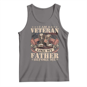 I Am A Veteran Like My Father Before Me Tank Top Vintage American Flag TS11 Deep Heather Print Your Wear