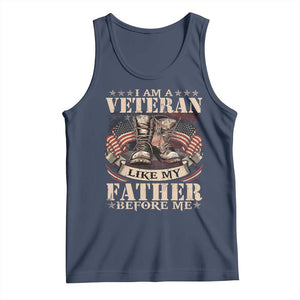 I Am A Veteran Like My Father Before Me Tank Top Vintage American Flag TS11 Navy Print Your Wear