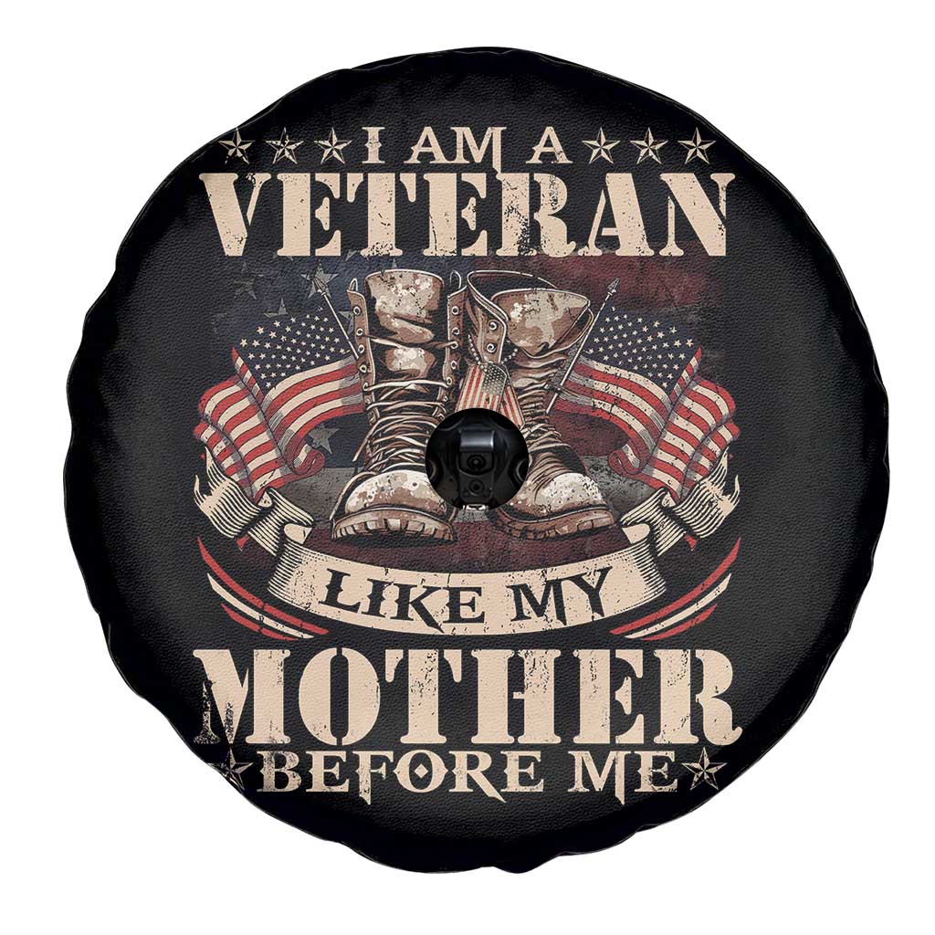 I Am A Veteran Like My Mother Before Me Spare Tire Cover Vintage American Flag TS11 Print Your Wear