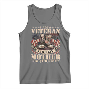 I Am A Veteran Like My Mother Before Me Tank Top Vintage American Flag TS11 Black Heather Print Your Wear