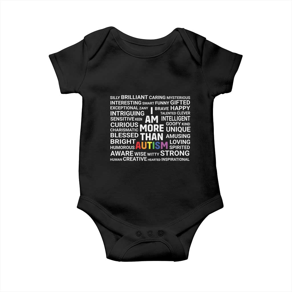 I Am More Than Autism Awareness Baby Onesie TS10 Black Print Your Wear